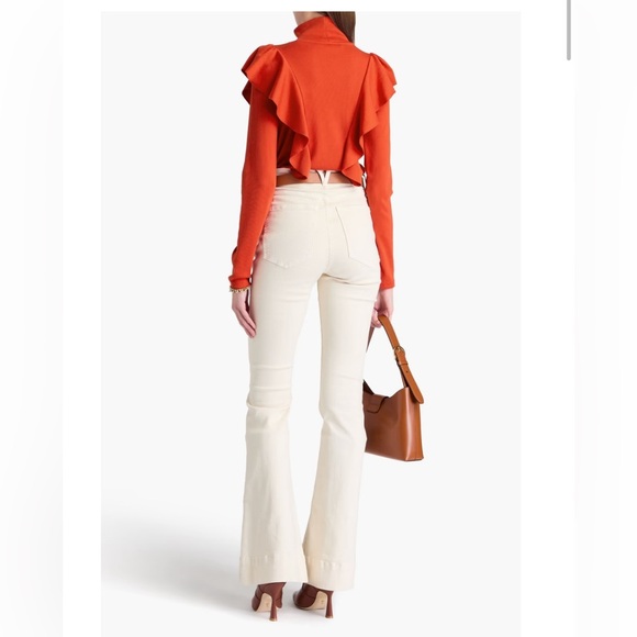 VERONICA BEARD Freida ruffled stretch-Pima cotton-jersey turtleneck top Sz XS - Picture 4 of 8